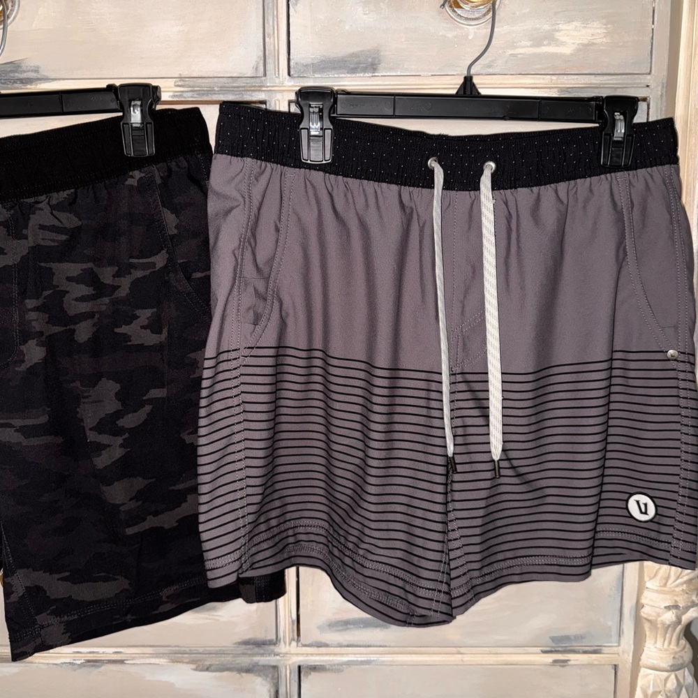 Vuori Gray and Black Athletic Shorts with Moisture-Wicking Fabric-3 pair